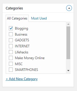 Category Section In WordPress Dashboard