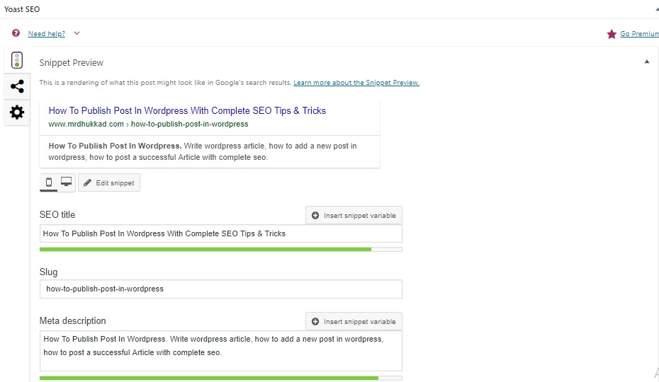 Edit Snippet Preview In WordPress
